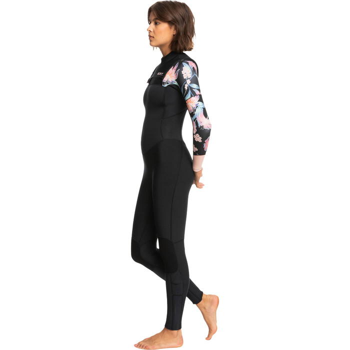 2024 Roxy Womens Swell Series 3/2mm Chest Zip GBS Wetsuit ERJW103122 - Anthracite Paradise